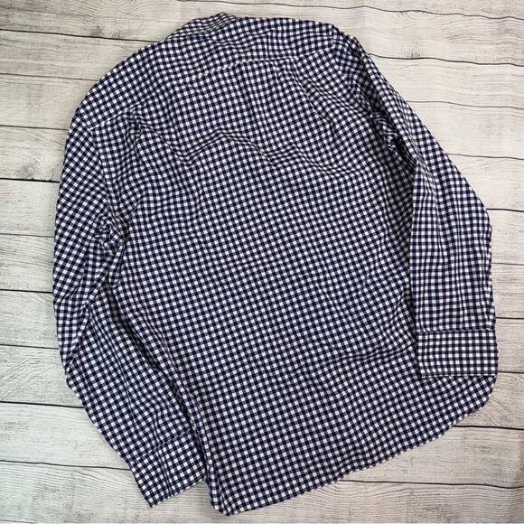 J. Crew Men's 120's 2-Ply Crosby Buttoned Shirt Navy White Gingham Check Large - Picture 5 of 6